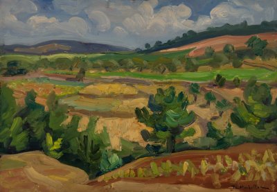 Velina, Landscapes — Oil painting, Fiberboard, 36.00×51.00cm — Theodoros Markellos